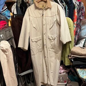 Schaefer Outfitter Men's Cream Long duster Coat size L good!